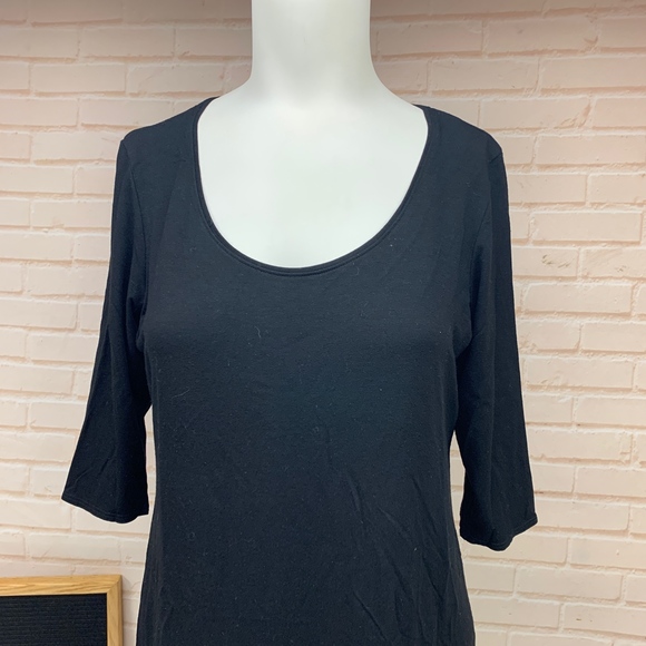 Eileen Fisher Black VISCOSE JERSEY TUNIC - Picture 2 of 8